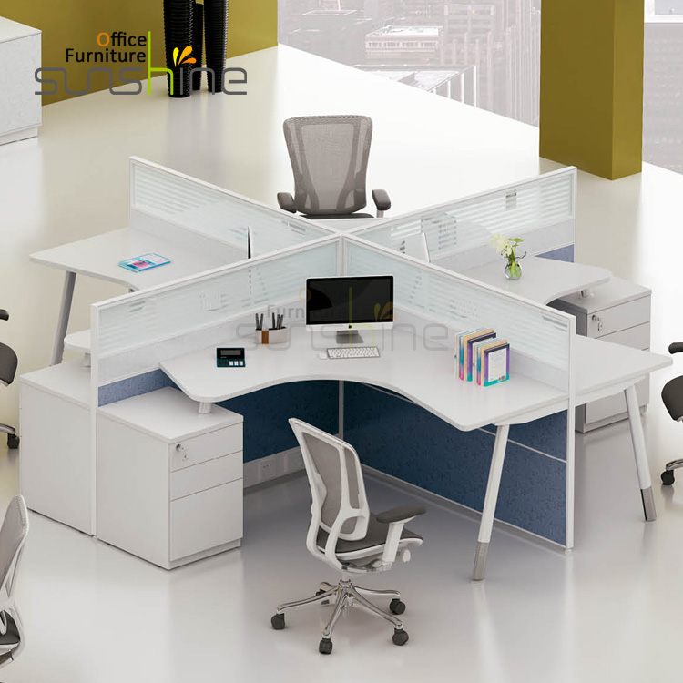 Modern wooden modular office cubicle furniture workstation for 4 people YS-KU-L2828