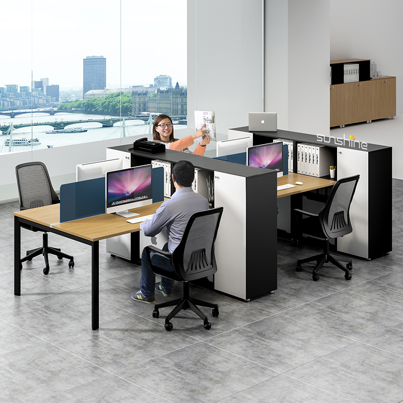 Sunshine Brand Office Furniture 2 Person Workstation with Big Side File ...