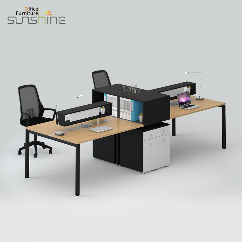 4 Seater Modular Office Laptop Desk Partition Workstation with 2 Side Cabinet BY-W2601