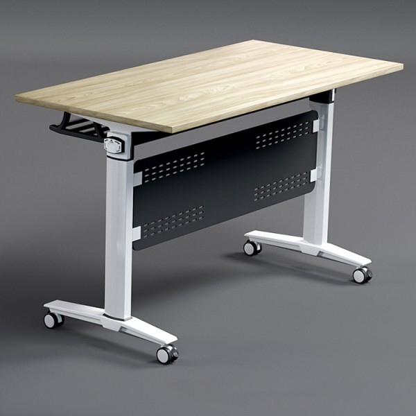 Meeting Folding Desk Rectangular Student Table Staff Training Table Solid Wood Steel Foldable Office