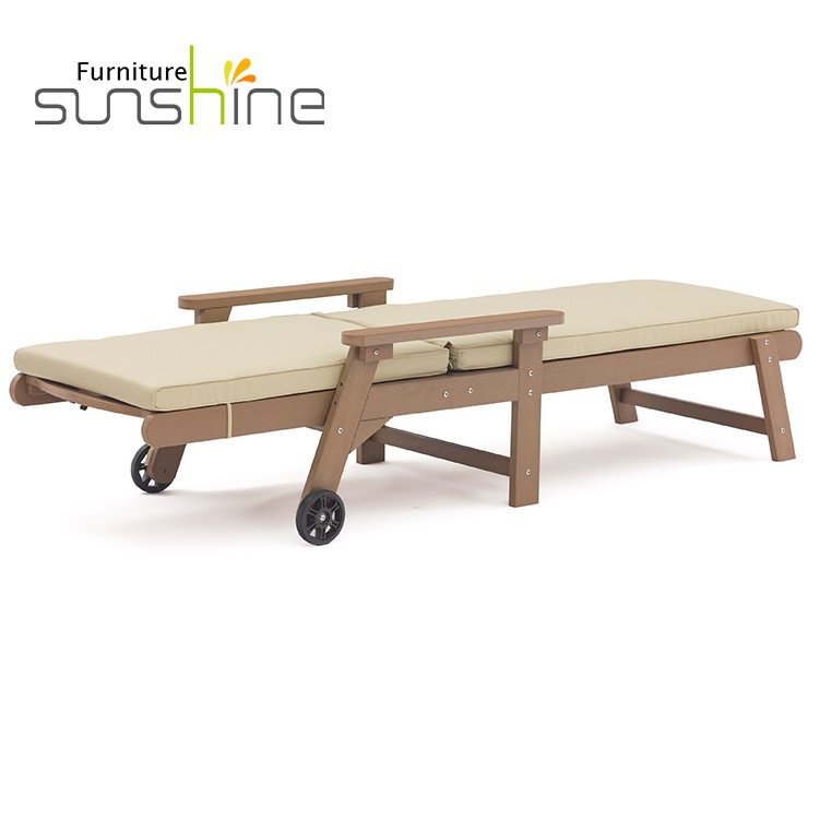 Outdoor Waterproof Furniture Adjustable Back Outdoor Chair Wood Grain