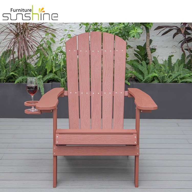 Wholesale Hdpe Furniture Adirondack Chairs Folding Plastic Foldable Beach Chair With Cup Holder